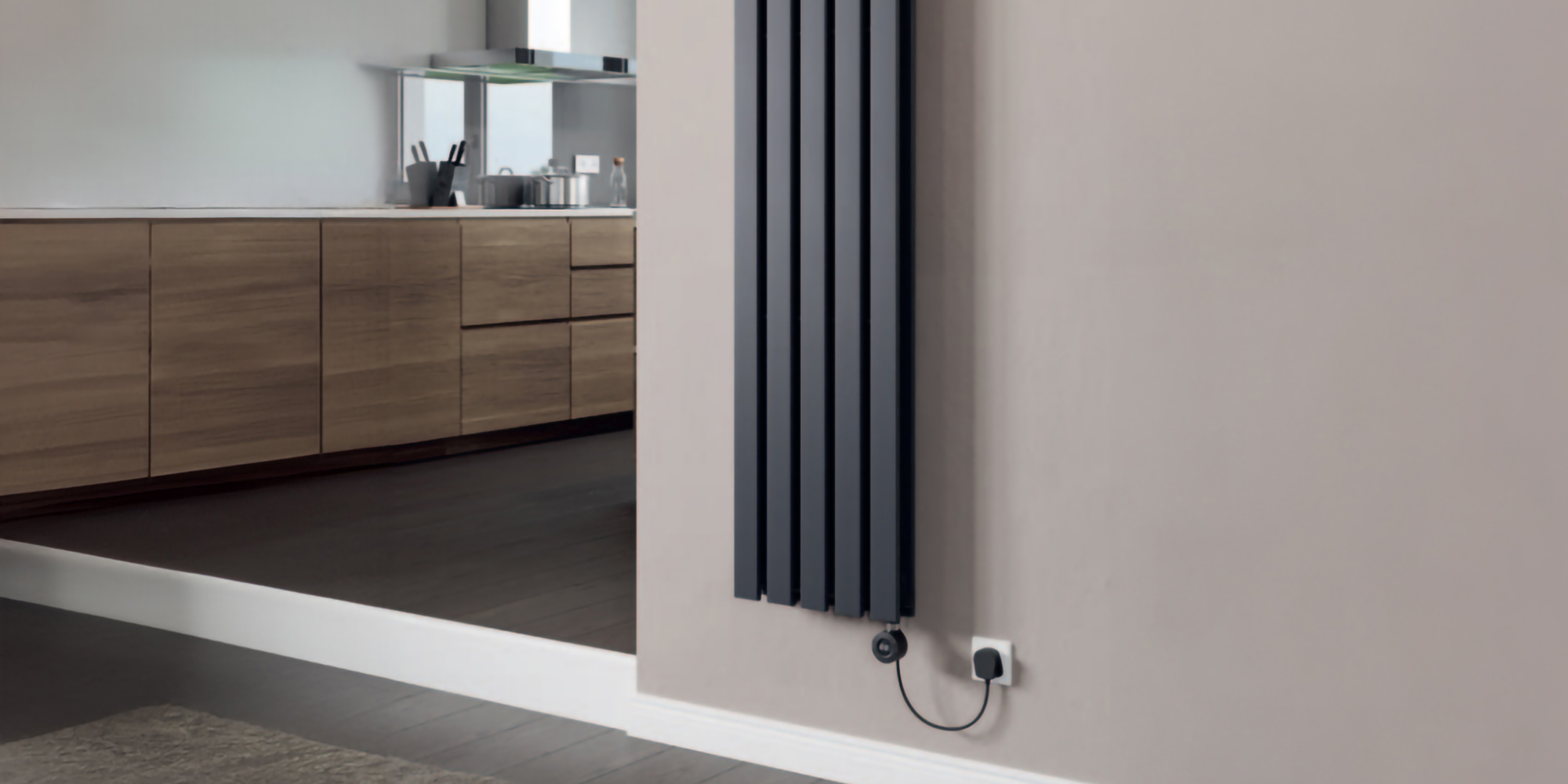 Eucotherm Vega Double Vertical Designer Electric WiFi Radiator - Textured Matt Anthracite